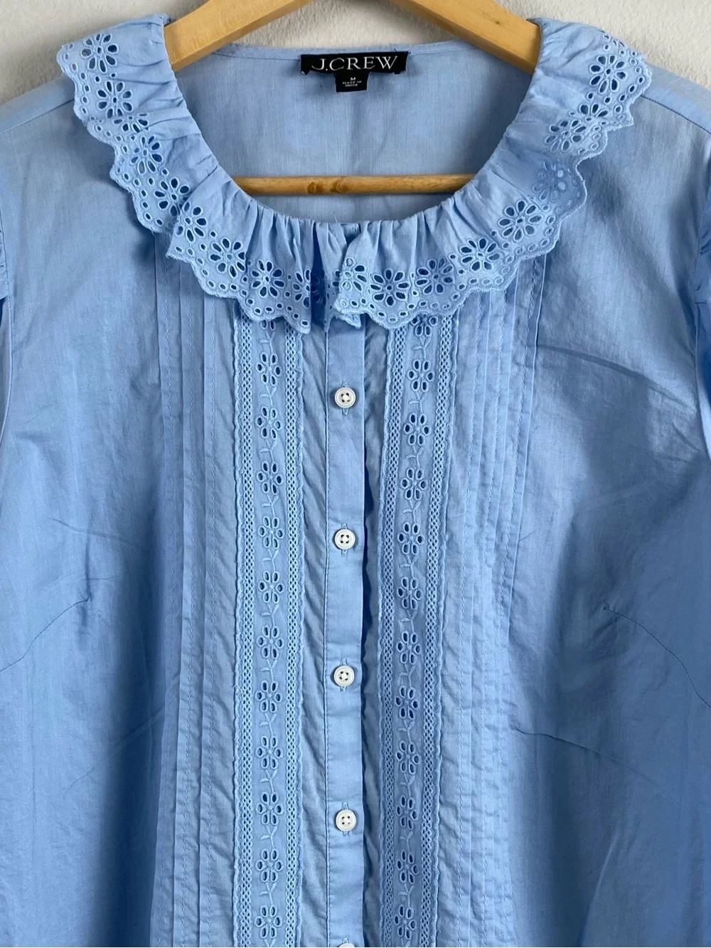 J. Crew Eyelet Trim Long Sleeve Button Up Shirt | Frozen Lake
